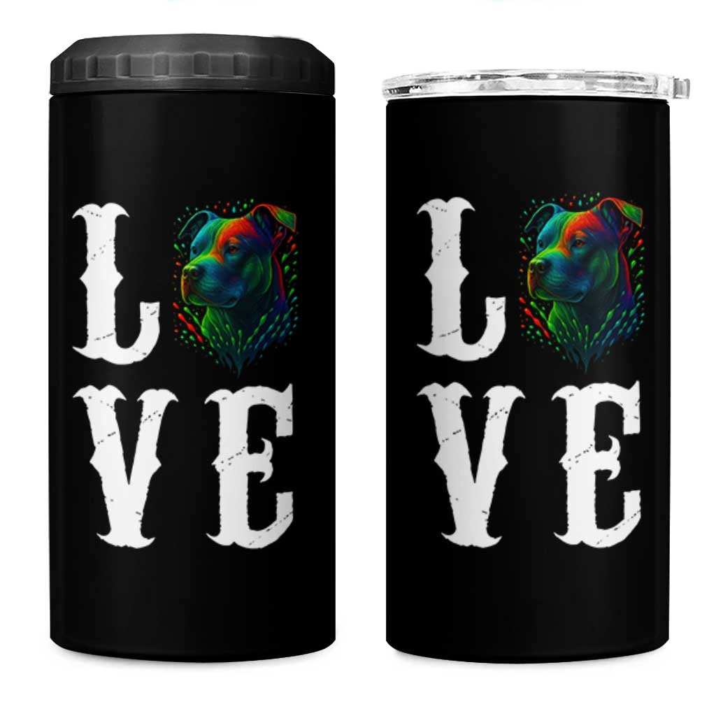 Colorful Pitbull Graphic Art For Dog Lover 4 in 1 Can Cooler Tumbler