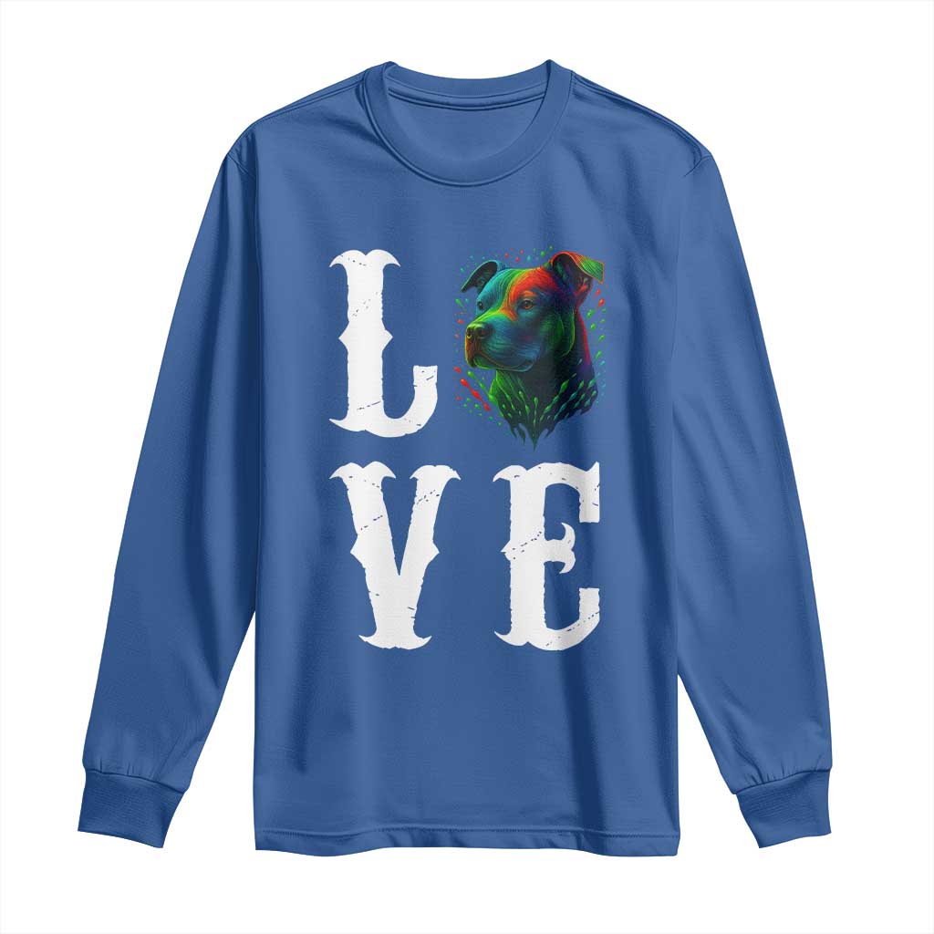 Colorful Pitbull Graphic Art For Dog Lover Long Sleeve Shirt - Wonder Print Shop