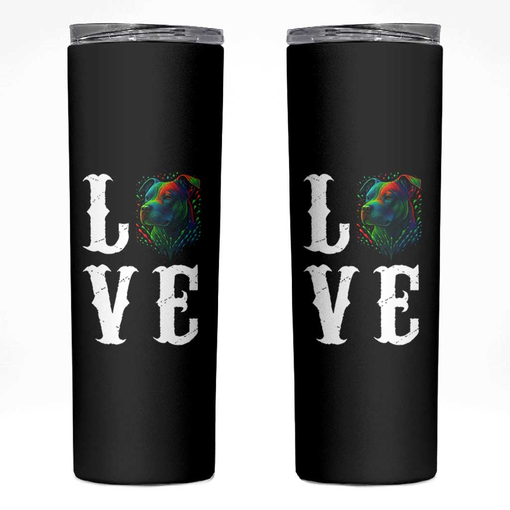 Colorful Pitbull Graphic Art For Dog Lover Skinny Tumbler