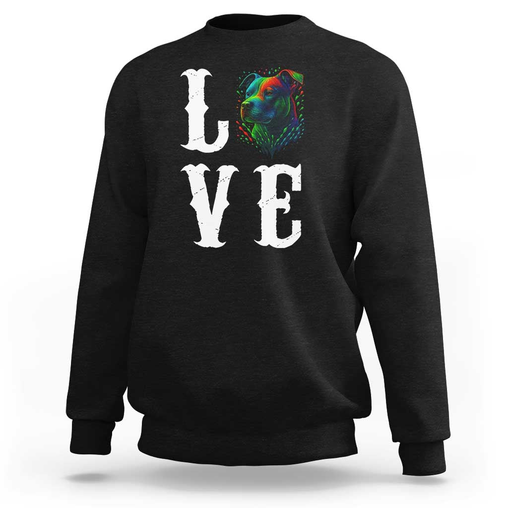 Colorful Pitbull Graphic Art For Dog Lover Sweatshirt - Wonder Print Shop