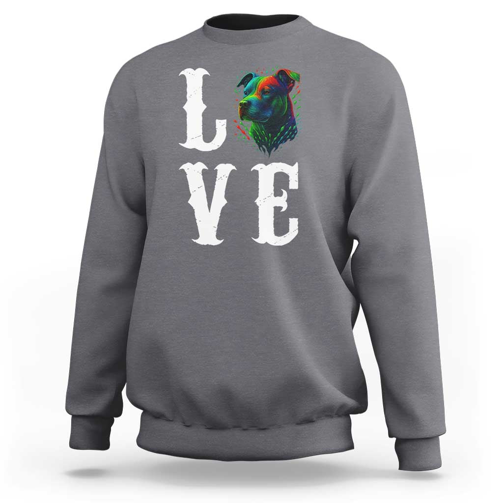 Colorful Pitbull Graphic Art For Dog Lover Sweatshirt - Wonder Print Shop
