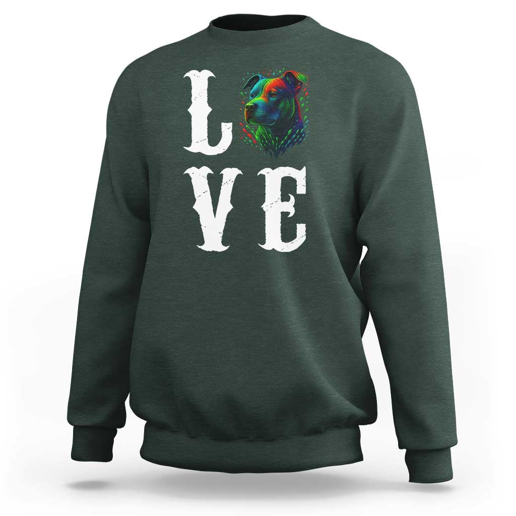 Colorful Pitbull Graphic Art For Dog Lover Sweatshirt - Wonder Print Shop