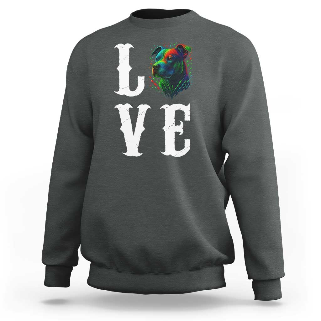 Colorful Pitbull Graphic Art For Dog Lover Sweatshirt - Wonder Print Shop