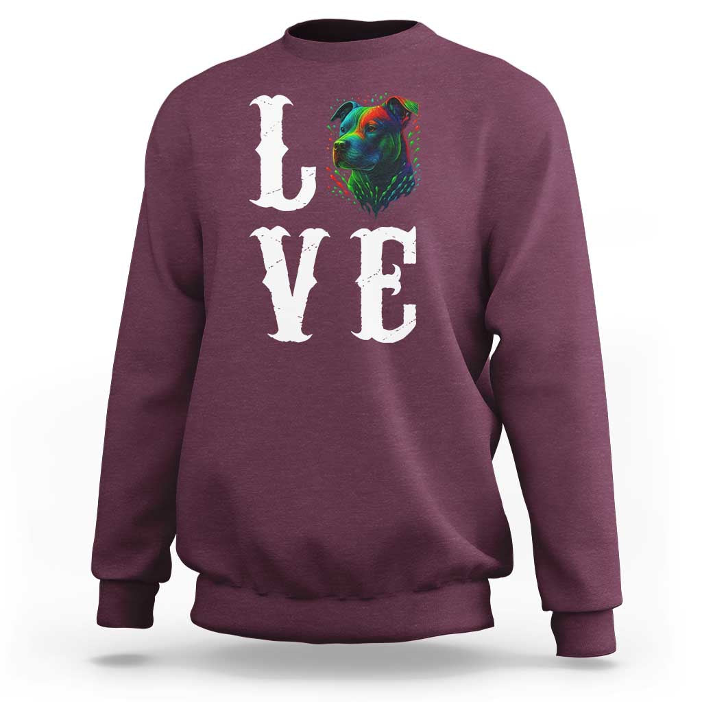 Colorful Pitbull Graphic Art For Dog Lover Sweatshirt - Wonder Print Shop