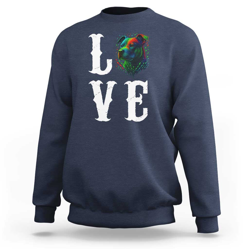 Colorful Pitbull Graphic Art For Dog Lover Sweatshirt - Wonder Print Shop