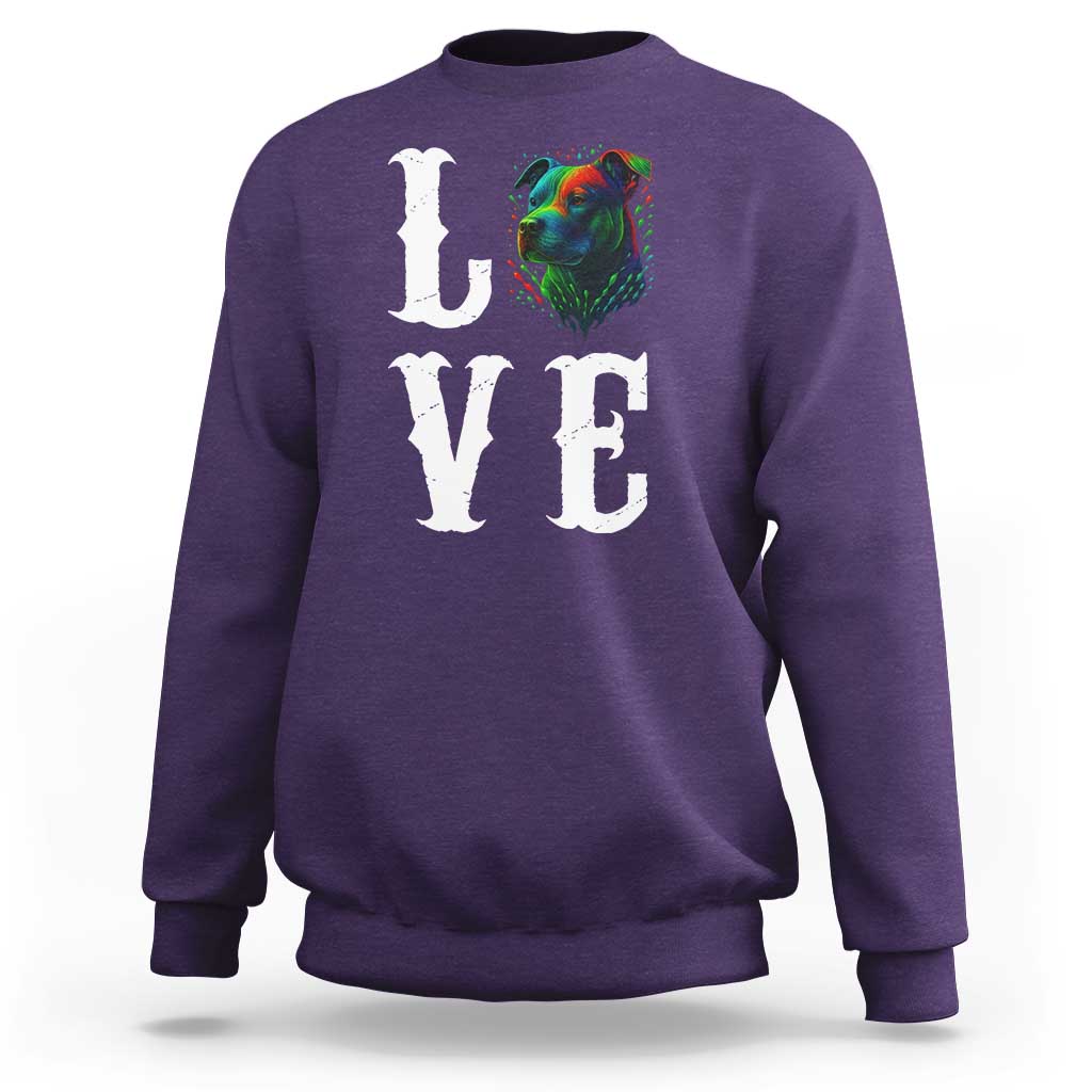 Colorful Pitbull Graphic Art For Dog Lover Sweatshirt - Wonder Print Shop