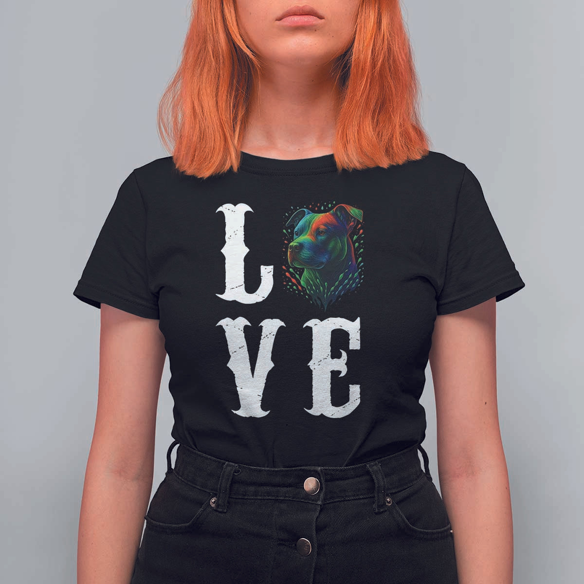 Colorful Pitbull Graphic Art For Dog Lover T Shirt For Women - Wonder Print Shop