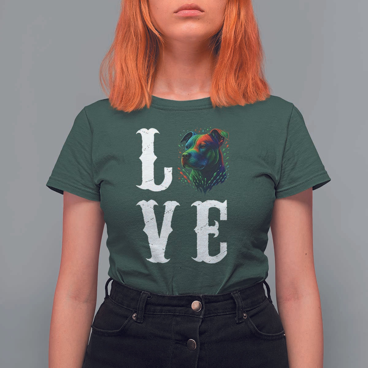 Colorful Pitbull Graphic Art For Dog Lover T Shirt For Women - Wonder Print Shop