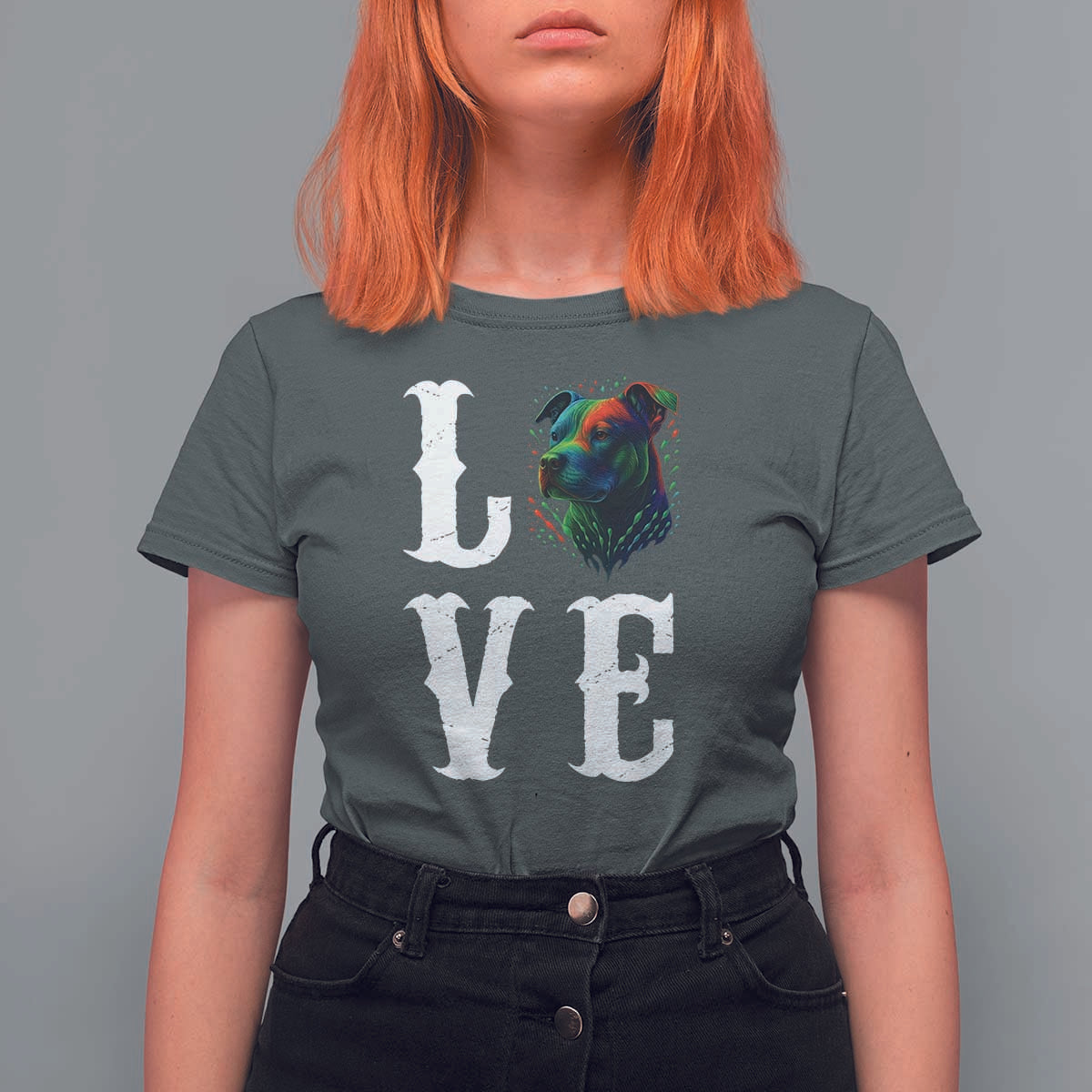 Colorful Pitbull Graphic Art For Dog Lover T Shirt For Women - Wonder Print Shop