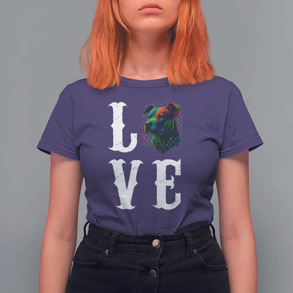 Colorful Pitbull Graphic Art For Dog Lover T Shirt For Women - Wonder Print Shop