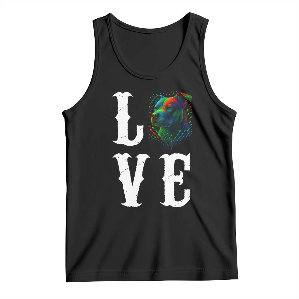 Colorful Pitbull Graphic Art For Dog Lover Tank Top - Wonder Print Shop