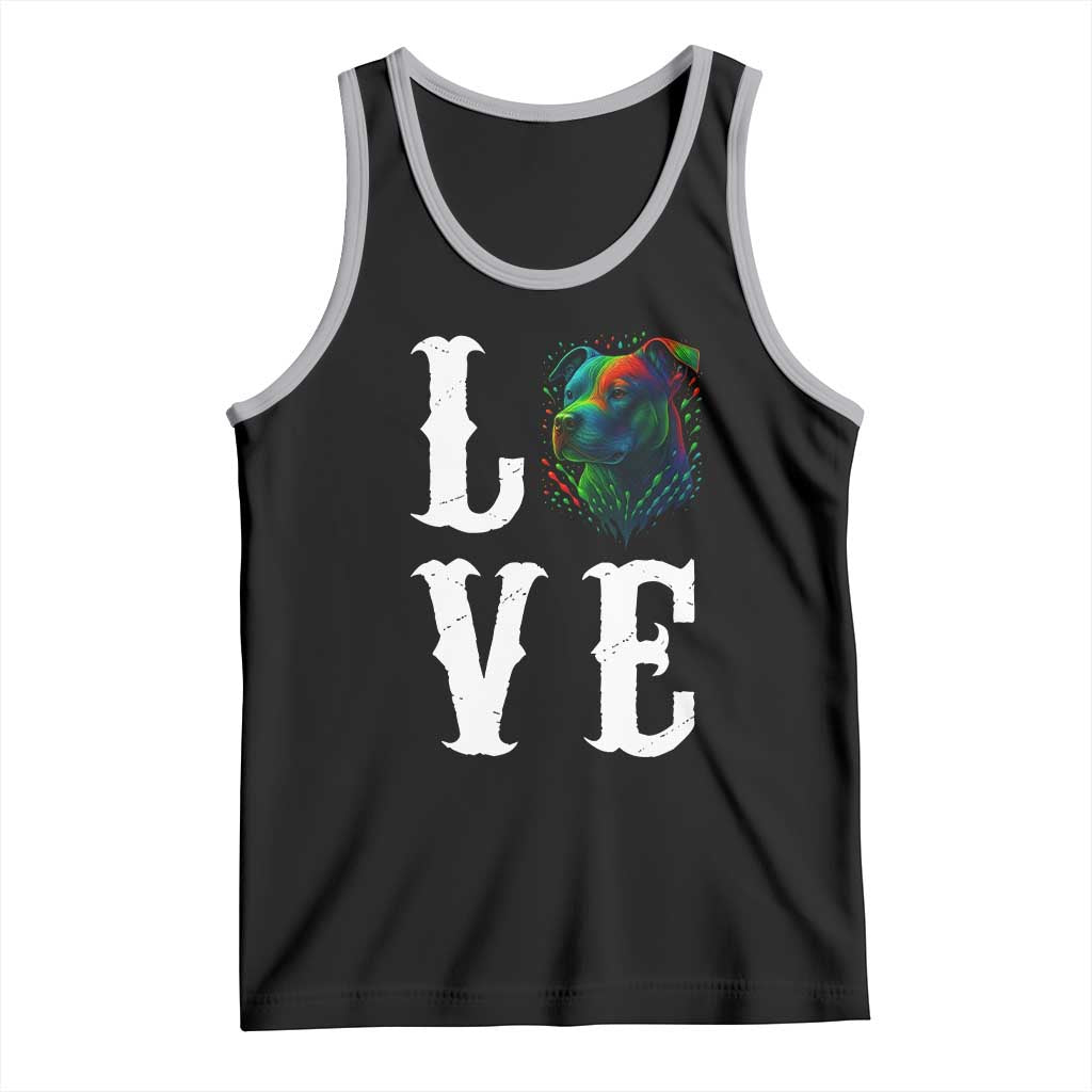 Colorful Pitbull Graphic Art For Dog Lover Tank Top - Wonder Print Shop