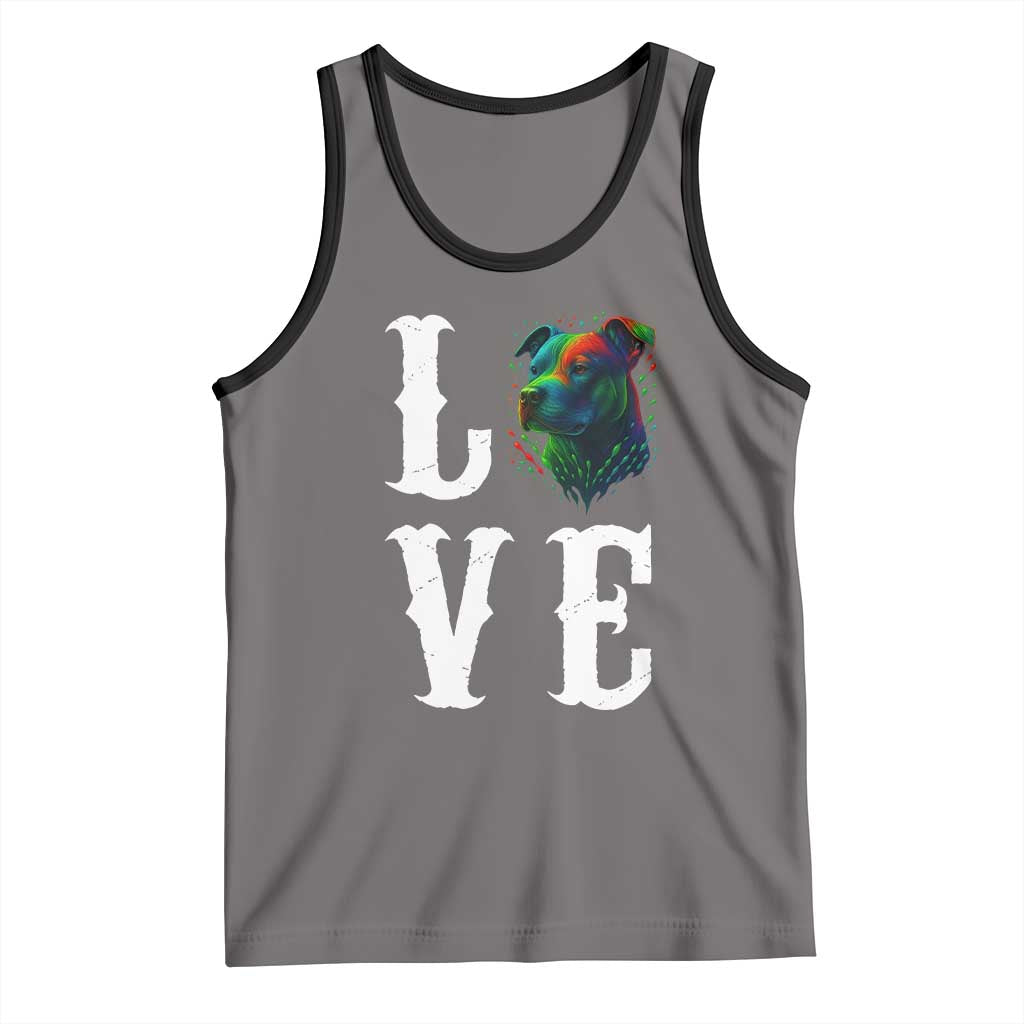 Colorful Pitbull Graphic Art For Dog Lover Tank Top - Wonder Print Shop