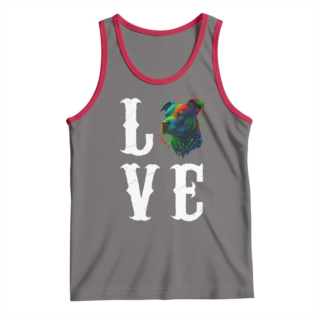 Colorful Pitbull Graphic Art For Dog Lover Tank Top - Wonder Print Shop