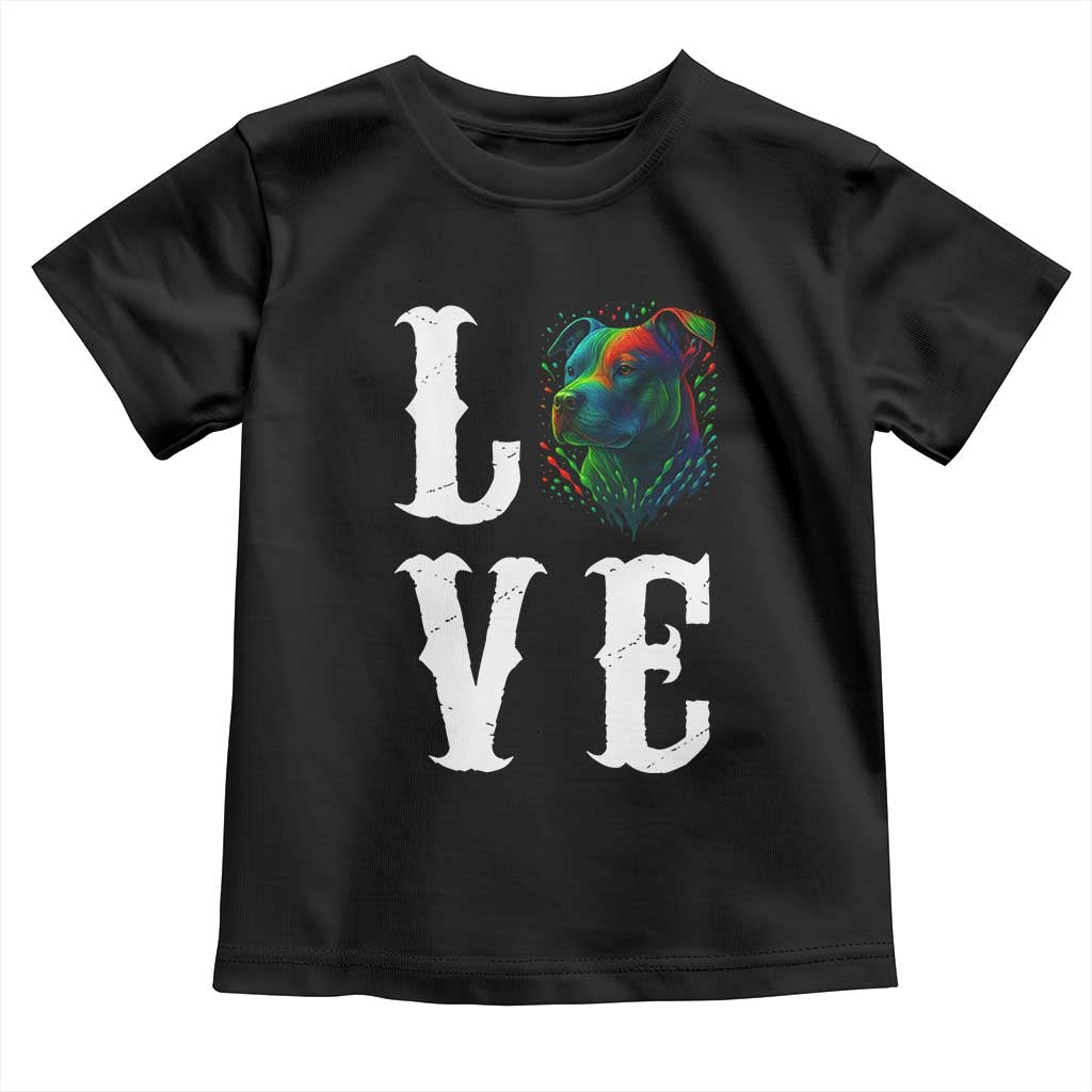 Colorful Pitbull Graphic Art For Dog Lover Toddler T Shirt - Wonder Print Shop