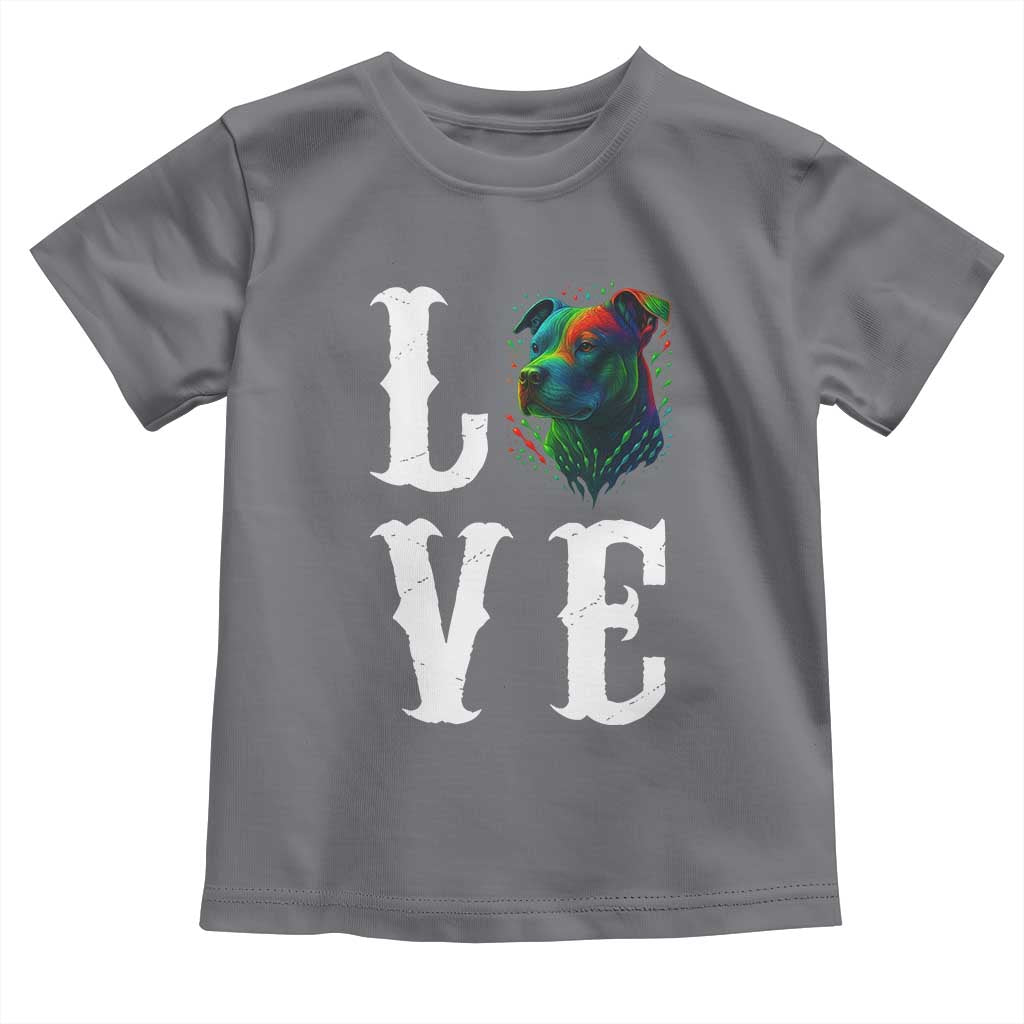 Colorful Pitbull Graphic Art For Dog Lover Toddler T Shirt - Wonder Print Shop