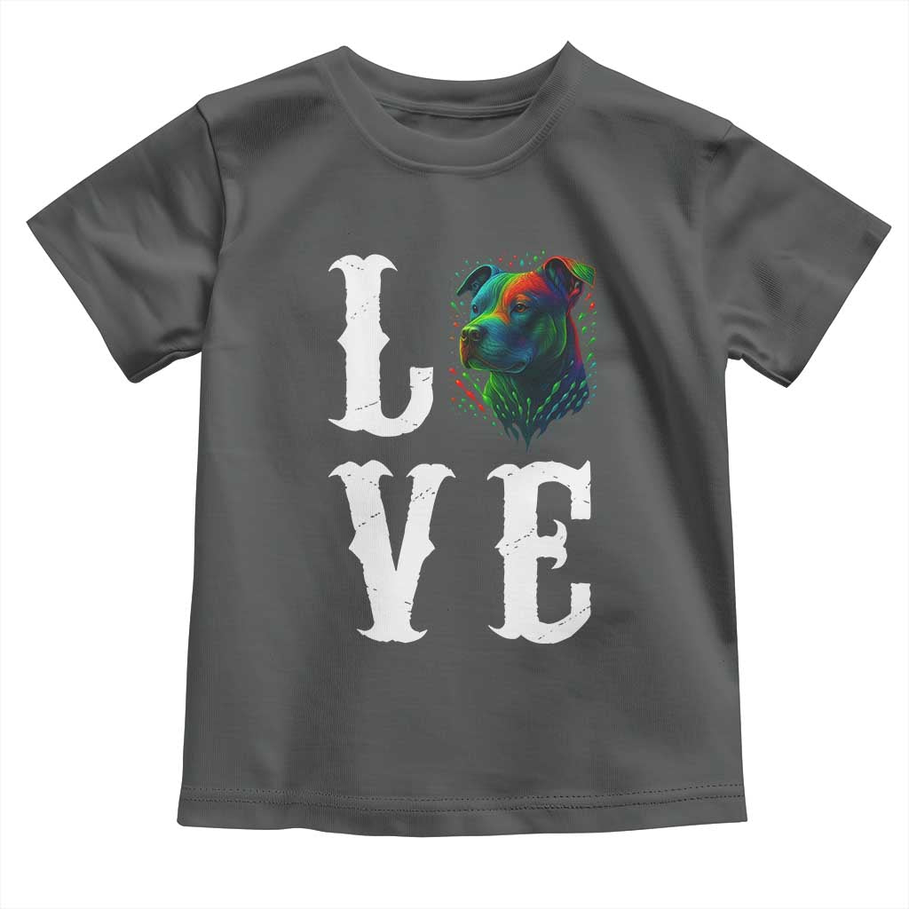 Colorful Pitbull Graphic Art For Dog Lover Toddler T Shirt - Wonder Print Shop
