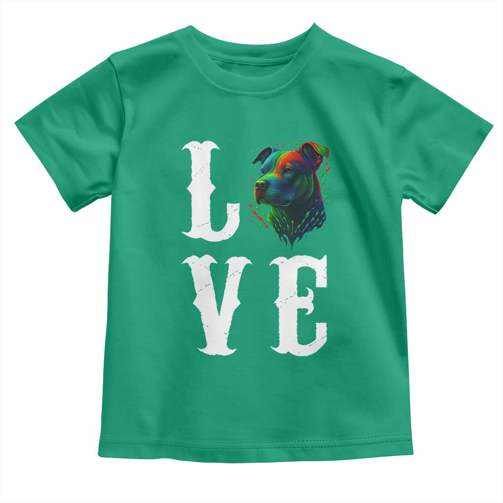 Colorful Pitbull Graphic Art For Dog Lover Toddler T Shirt - Wonder Print Shop