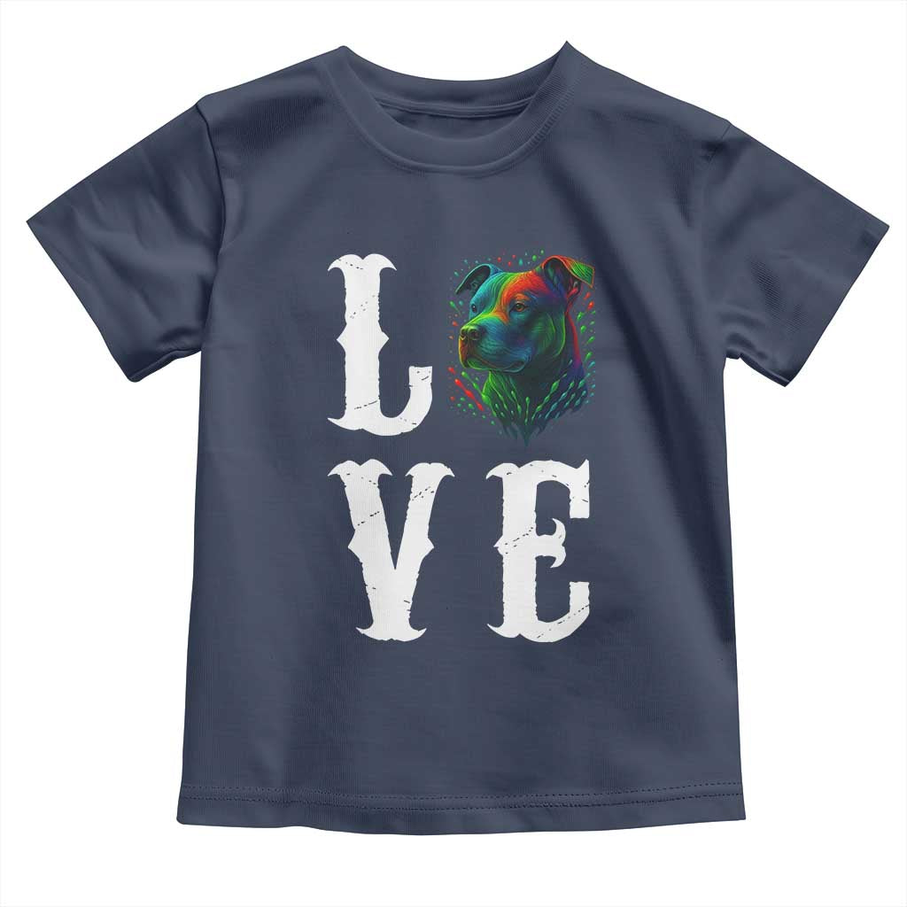 Colorful Pitbull Graphic Art For Dog Lover Toddler T Shirt - Wonder Print Shop
