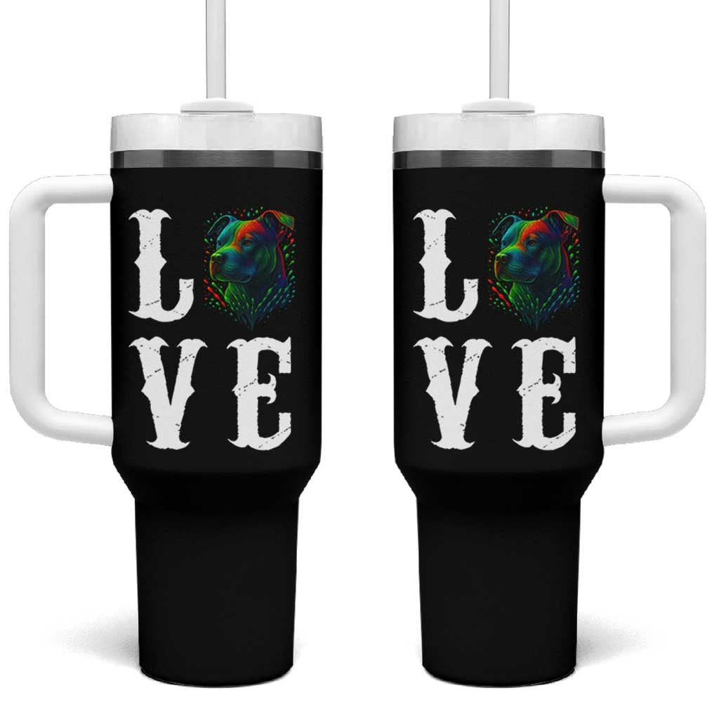 Colorful Pitbull Graphic Art For Dog Lover Tumbler With Handle