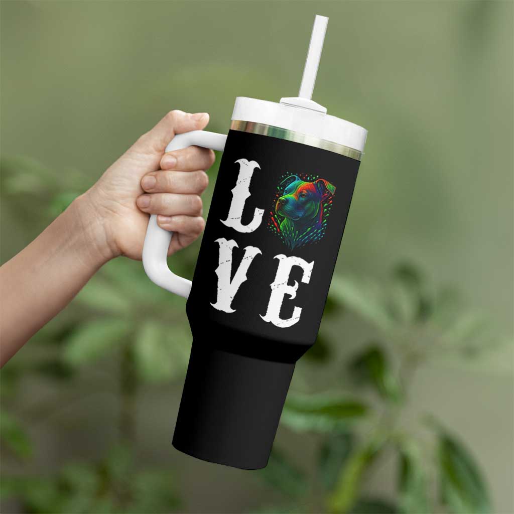 Colorful Pitbull Graphic Art For Dog Lover Tumbler With Handle