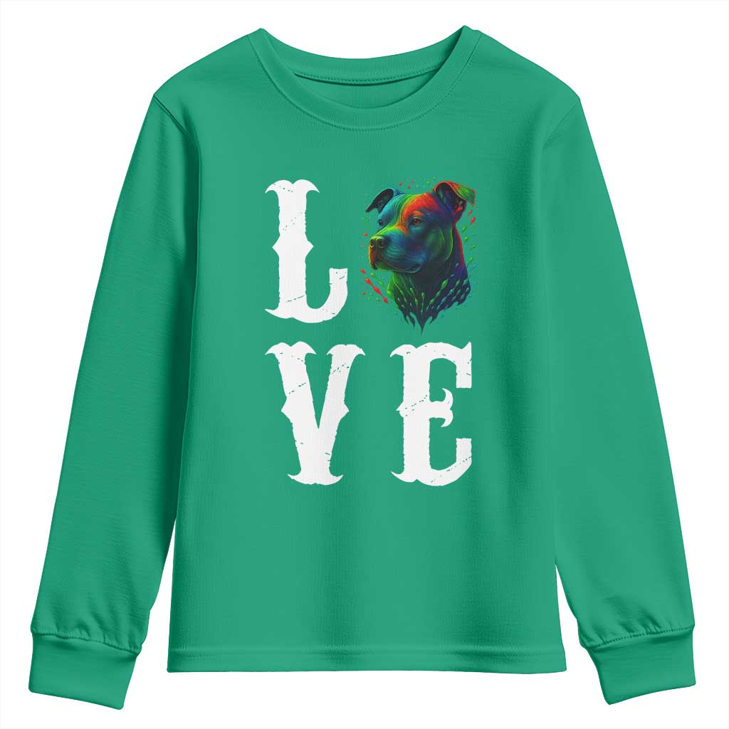 Colorful Pitbull Graphic Art For Dog Lover Youth Sweatshirt - Wonder Print Shop