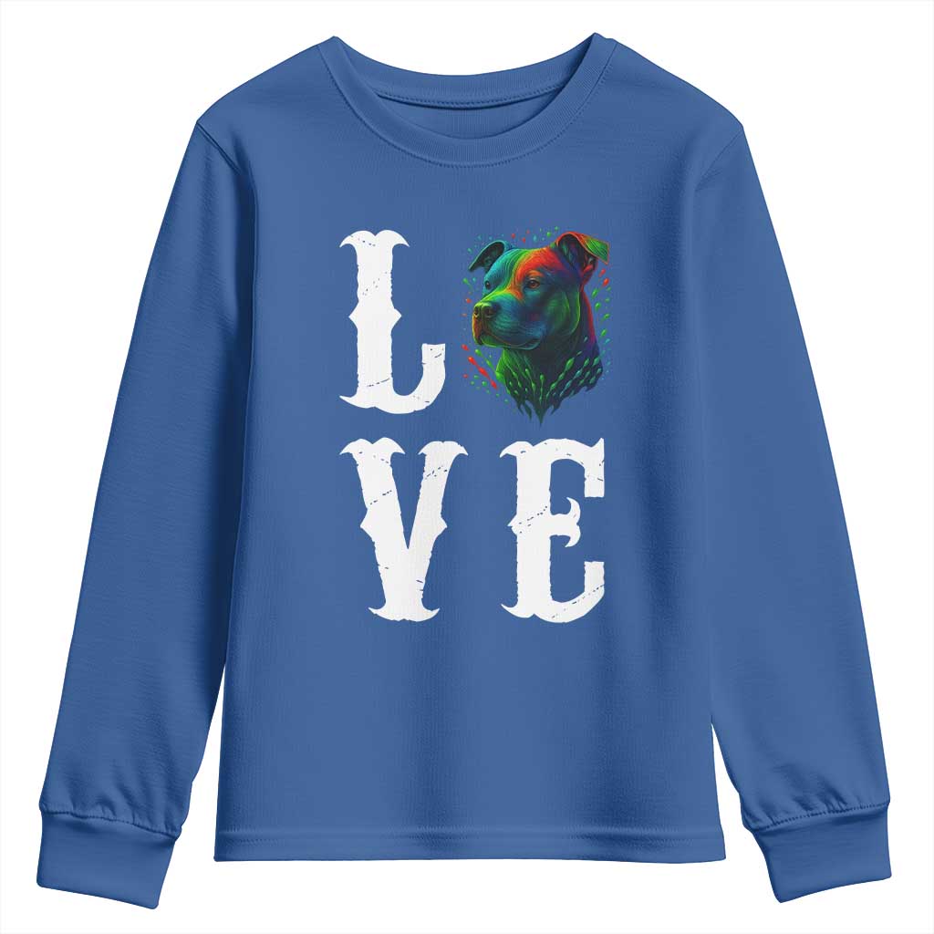 Colorful Pitbull Graphic Art For Dog Lover Youth Sweatshirt - Wonder Print Shop
