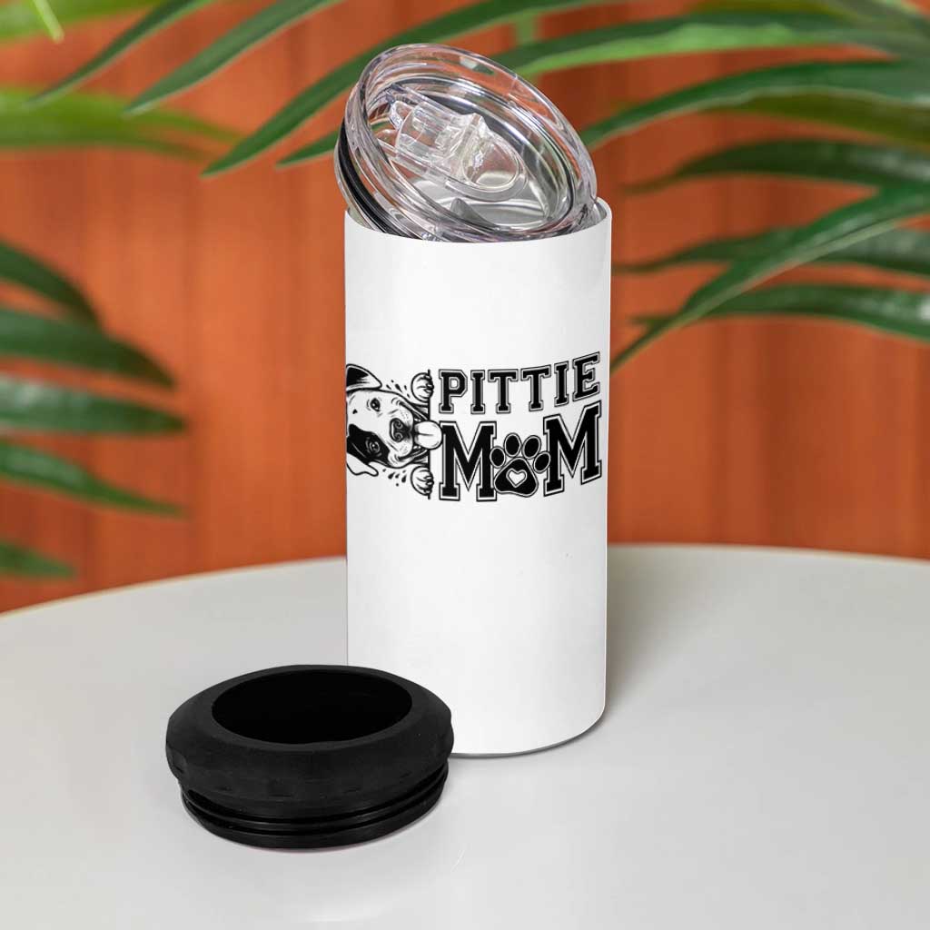 Pittie Mom 4 in 1 Can Cooler Tumbler Funny Gift For Pitbull Lover