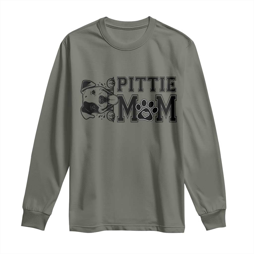 Pittie Mom Long Sleeve Shirt Funny Gift For Pitbull Lover - Wonder Print Shop