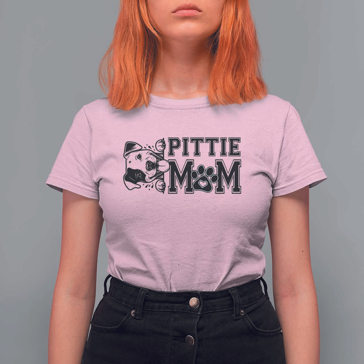 Pittie Mom T Shirt For Women Funny Gift For Pitbull Lover - Wonder Print Shop