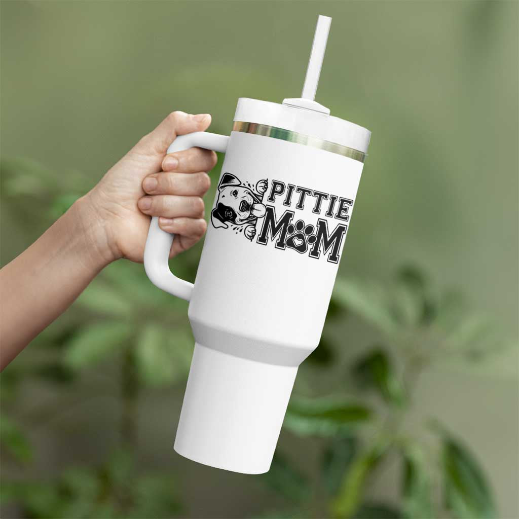 Pittie Mom Tumbler With Handle Funny Gift For Pitbull Lover