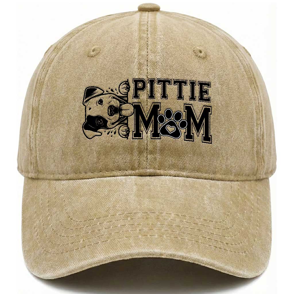 Pittie Mom Washed Cotton Baseball Cap Funny Gift For Pitbull Lover