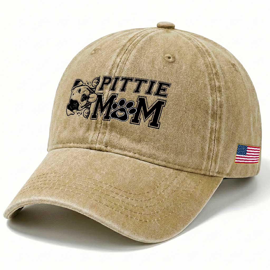 Pittie Mom Washed Cotton Baseball Cap Funny Gift For Pitbull Lover