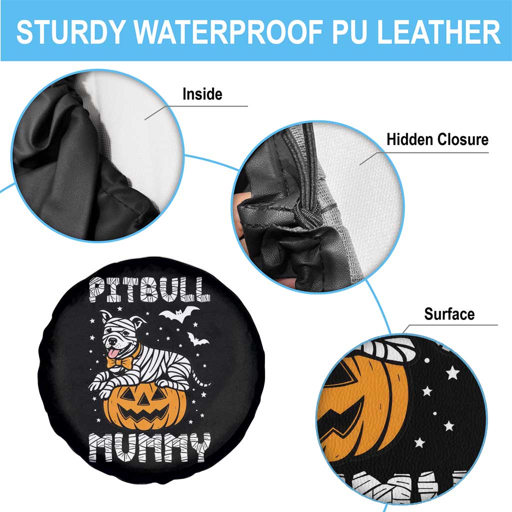 Halloween Dog Lover Spare Tire Cover Funny Pitbull Mummy - Wonder Print Shop