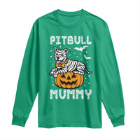 Halloween Dog Lover Long Sleeve Shirt Funny Pitbull Mummy - Wonder Print Shop