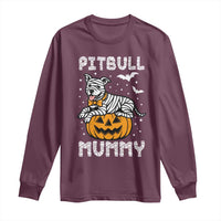 Halloween Dog Lover Long Sleeve Shirt Funny Pitbull Mummy - Wonder Print Shop
