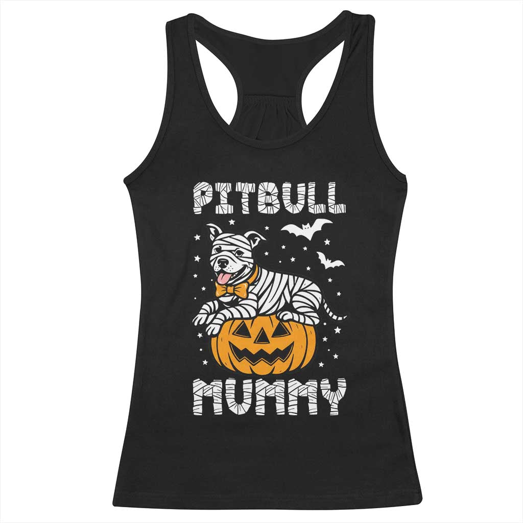 Halloween Dog Lover Racerback Tank Top Funny Pitbull Mummy - Wonder Print Shop