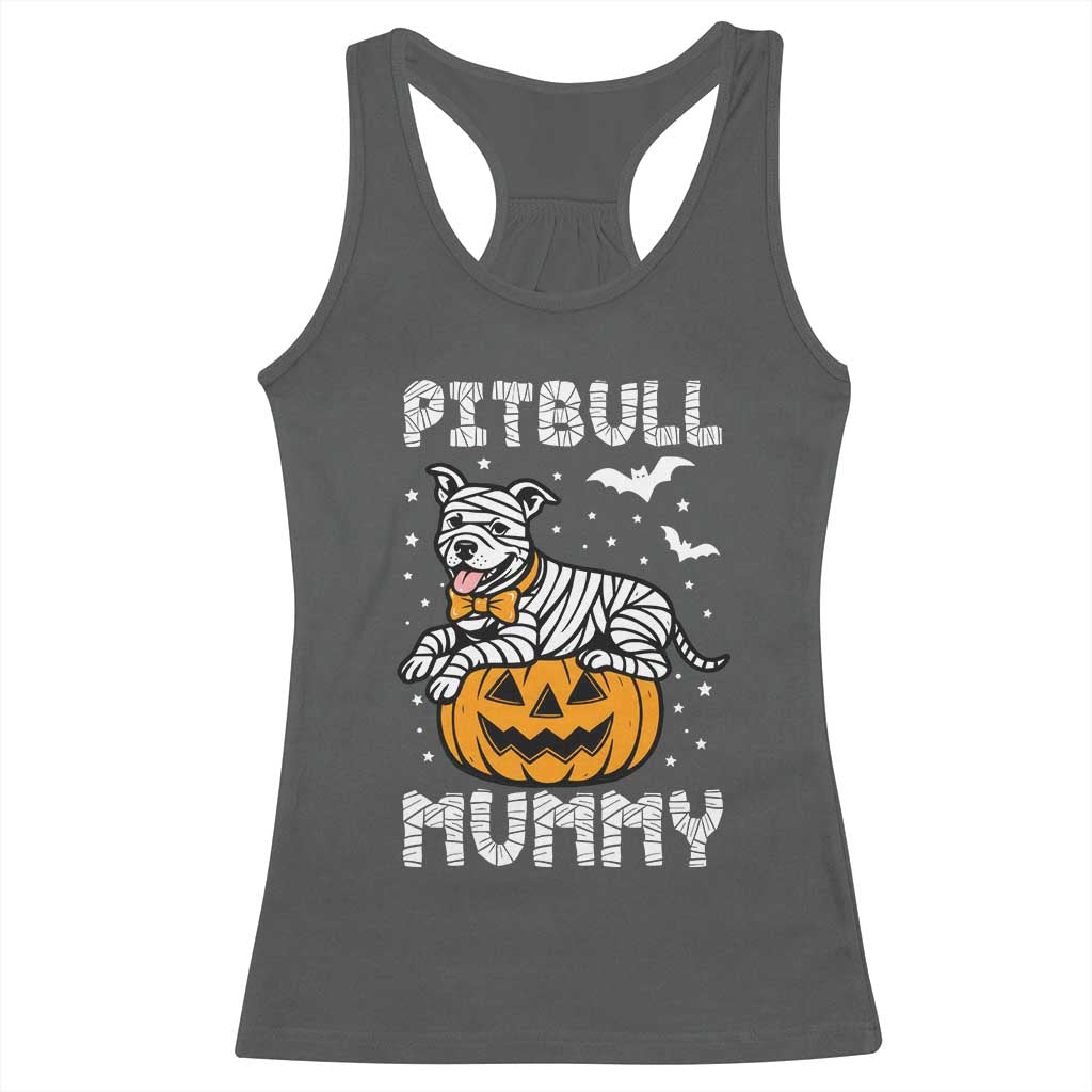 Halloween Dog Lover Racerback Tank Top Funny Pitbull Mummy - Wonder Print Shop