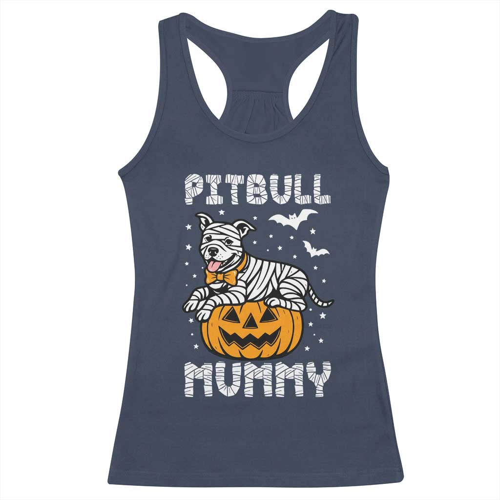 Halloween Dog Lover Racerback Tank Top Funny Pitbull Mummy - Wonder Print Shop