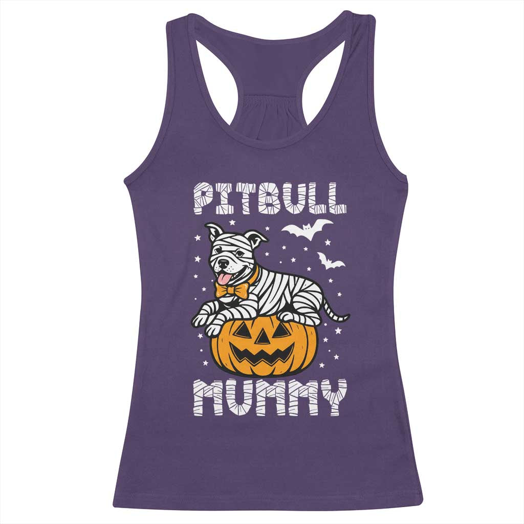Halloween Dog Lover Racerback Tank Top Funny Pitbull Mummy - Wonder Print Shop