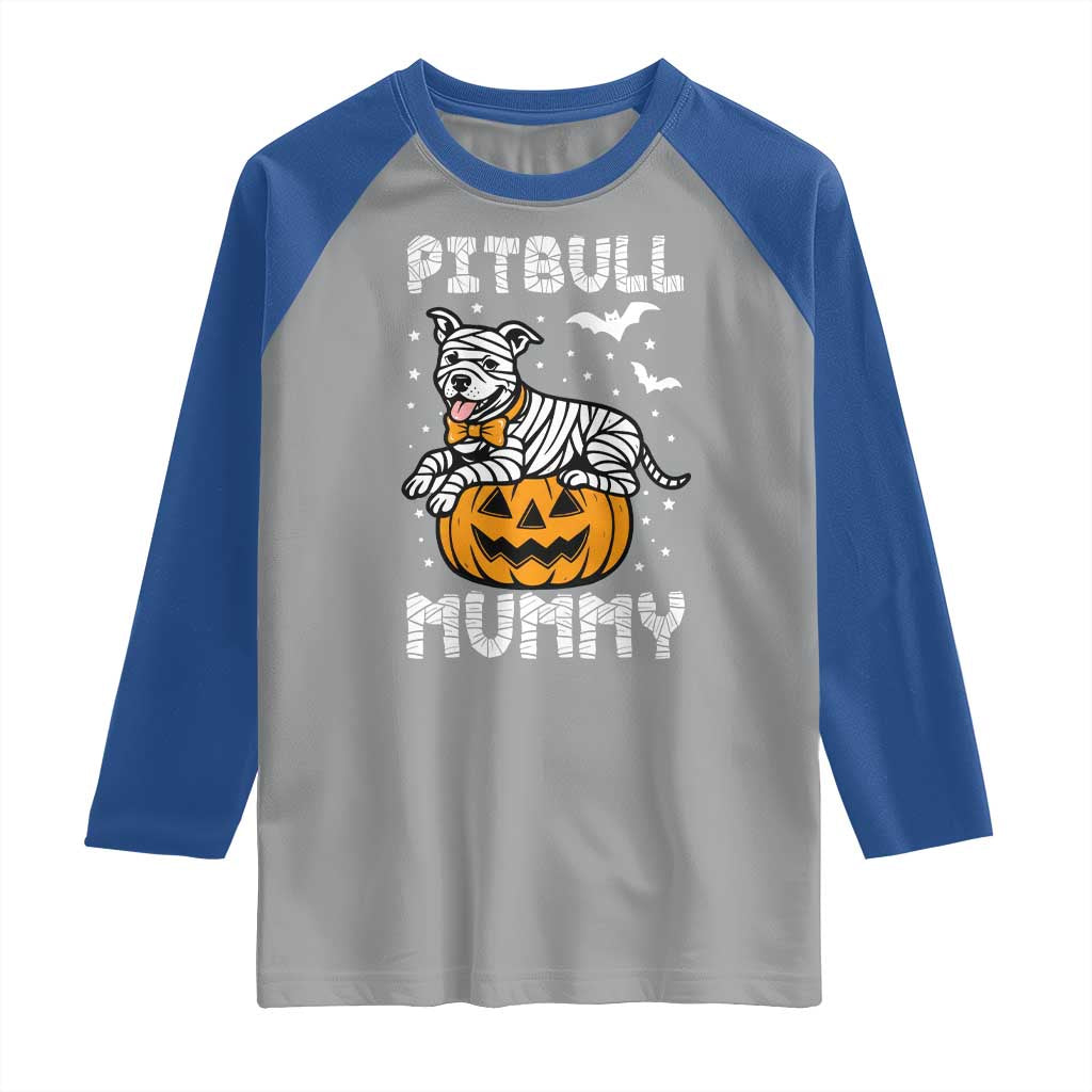 Halloween Dog Lover Raglan Shirt Funny Pitbull Mummy - Wonder Print Shop