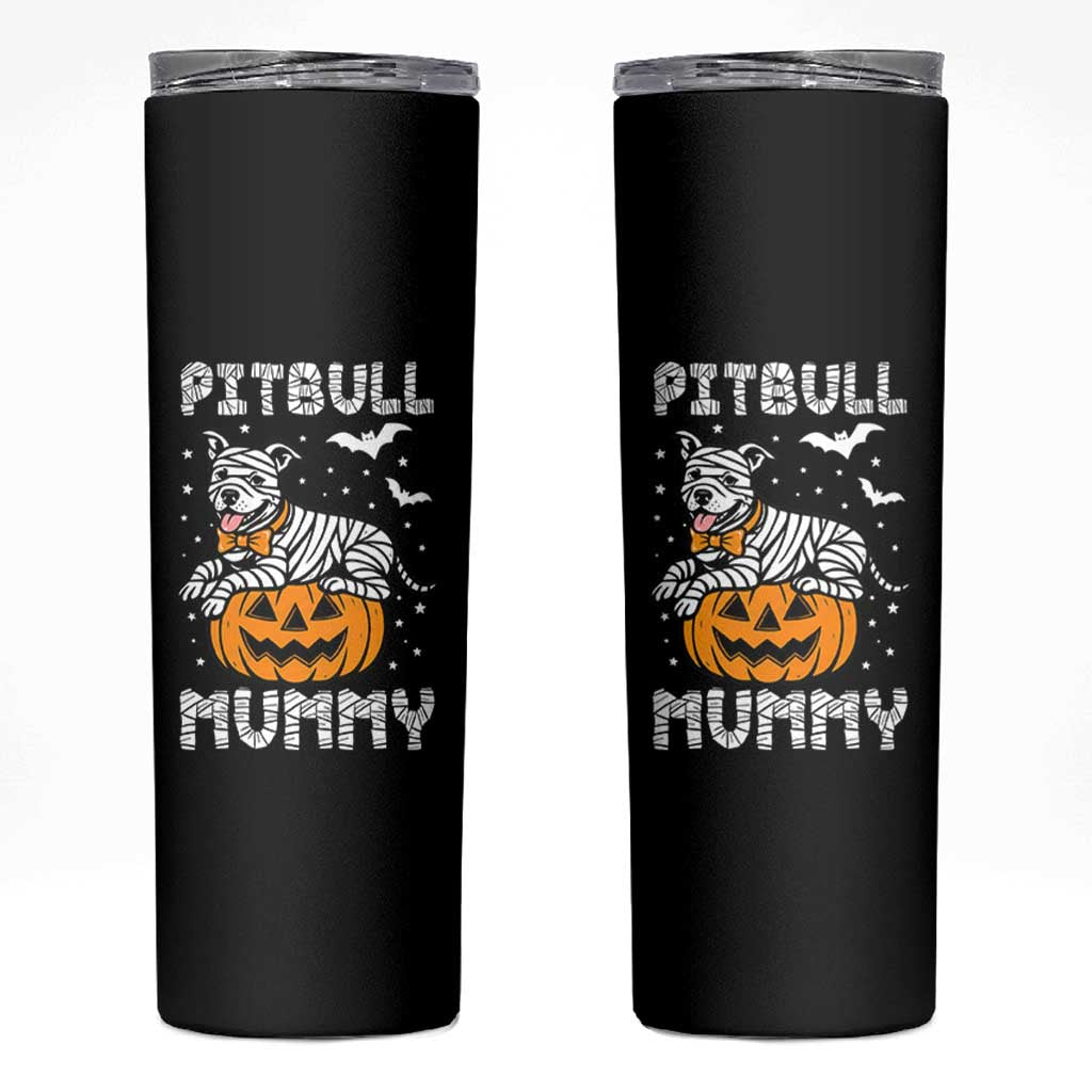 Halloween Dog Lover Skinny Tumbler Funny Pitbull Mummy