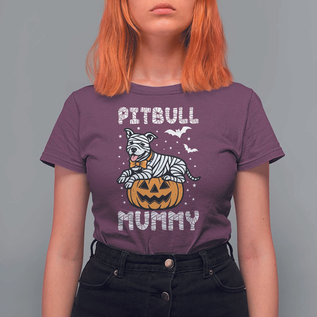 Halloween Dog Lover T Shirt For Women Funny Pitbull Mummy - Wonder Print Shop