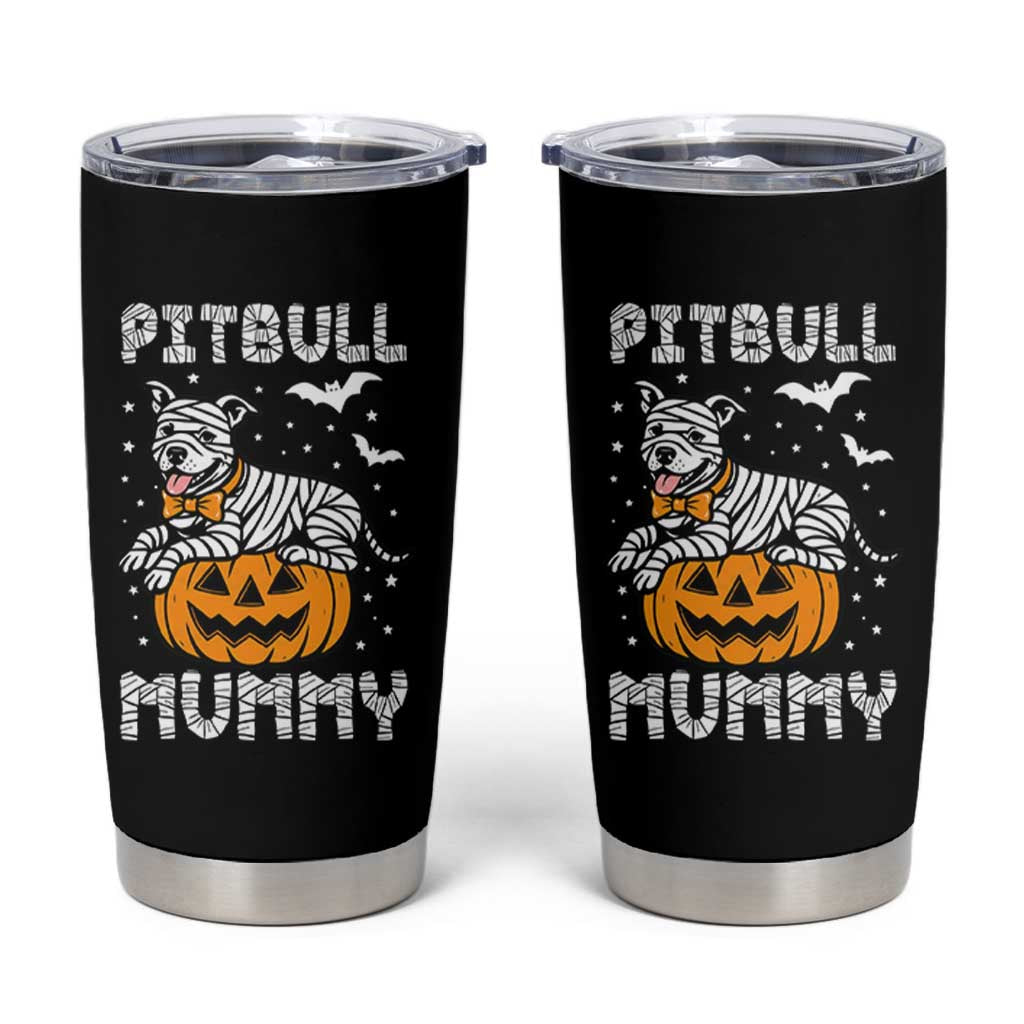 Halloween Dog Lover Tumbler Cup Funny Pitbull Mummy