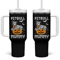 Halloween Dog Lover Tumbler With Handle Funny Pitbull Mummy