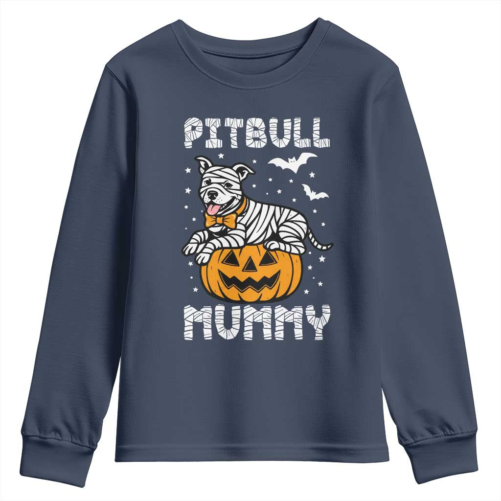 Halloween Dog Lover Youth Sweatshirt Funny Pitbull Mummy - Wonder Print Shop