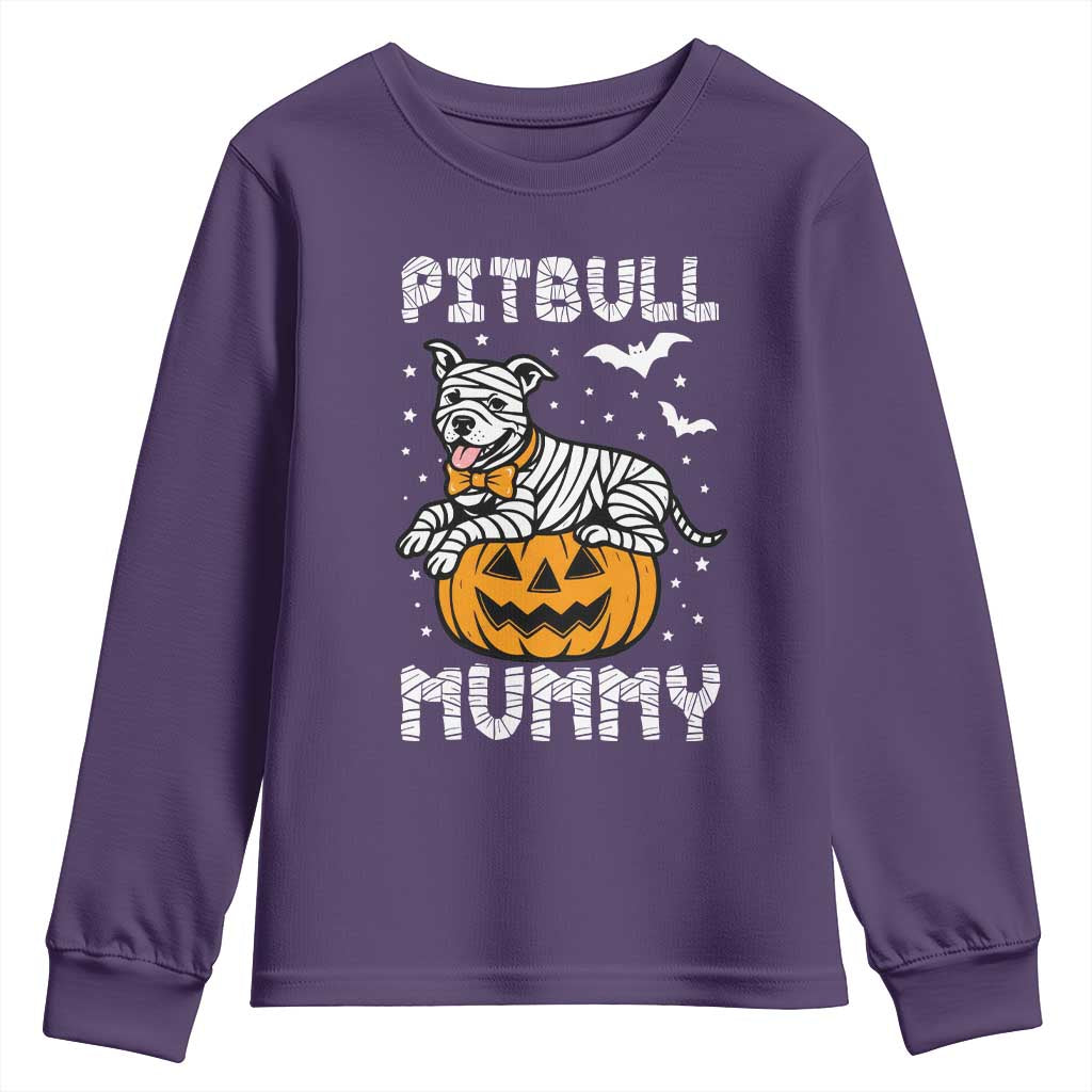 Halloween Dog Lover Youth Sweatshirt Funny Pitbull Mummy - Wonder Print Shop