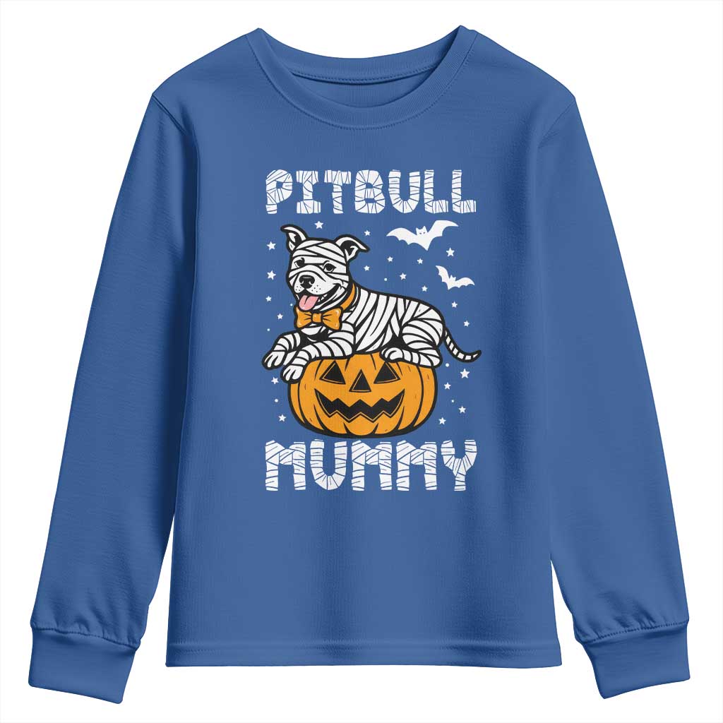 Halloween Dog Lover Youth Sweatshirt Funny Pitbull Mummy - Wonder Print Shop