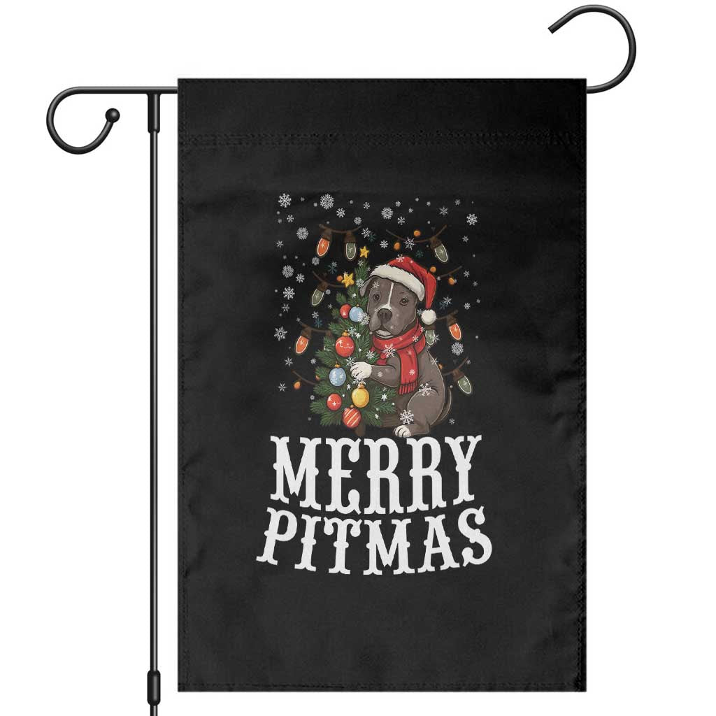 Christmas Pitbull Garden Flag Funny Merry Pitmas Tree Hug - Wonder Print Shop