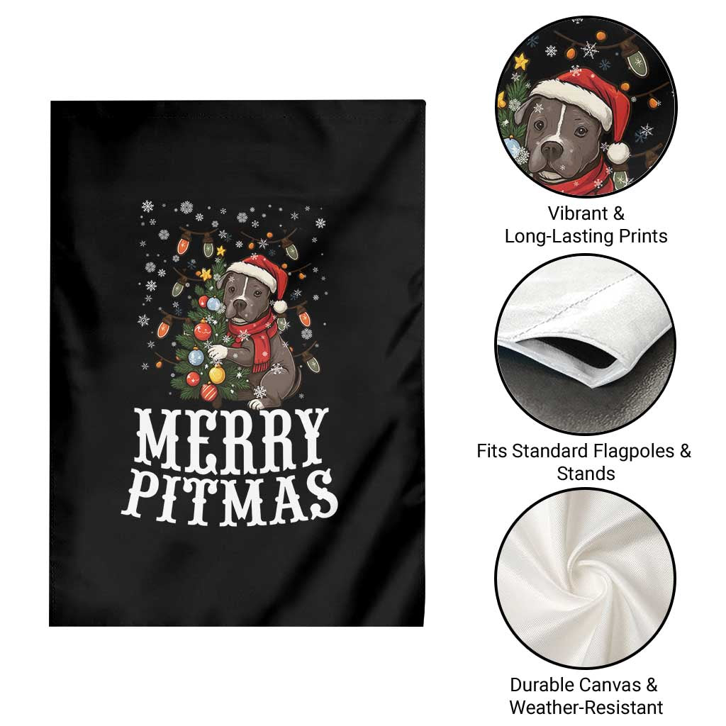 Christmas Pitbull Garden Flag Funny Merry Pitmas Tree Hug - Wonder Print Shop